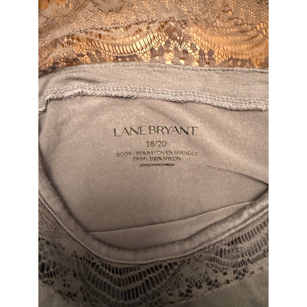 Lane Bryant Womens Gray Lace Yoke Short Sleeve Scoop Neck Knit Top 18/20 - Picture 6 of 6
